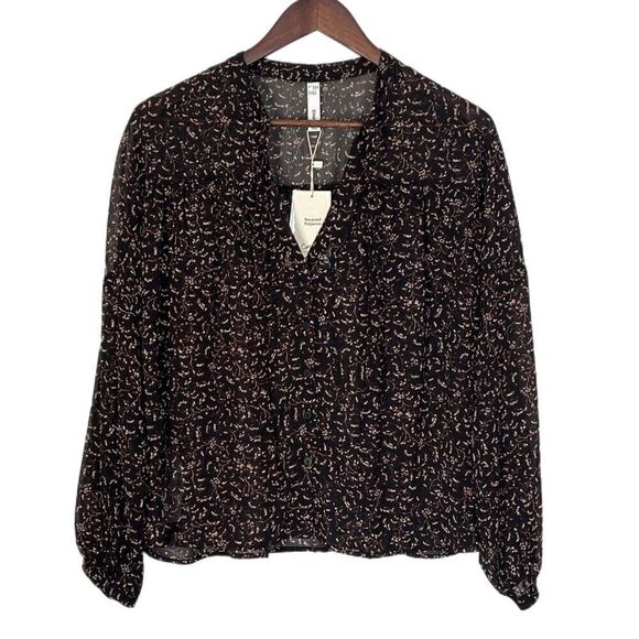 Mango Floral Print Sheer Long Sleeve Blouse - Picture 2 of 9